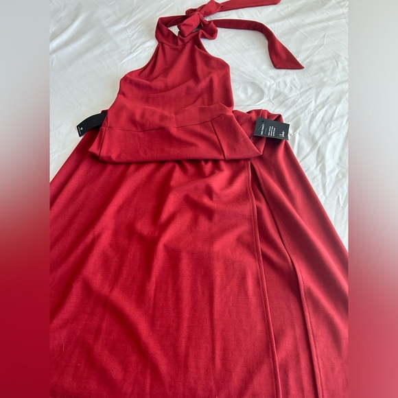 Unforgettable Favorite Rust Red Halter Midi Dress - Picture 6 of 6